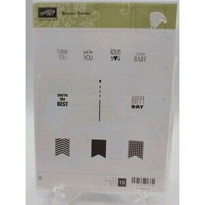 BANNER BANTER Stampin' Up! Cling Rubber Stamps 134060 Sayings Sentiments abx42